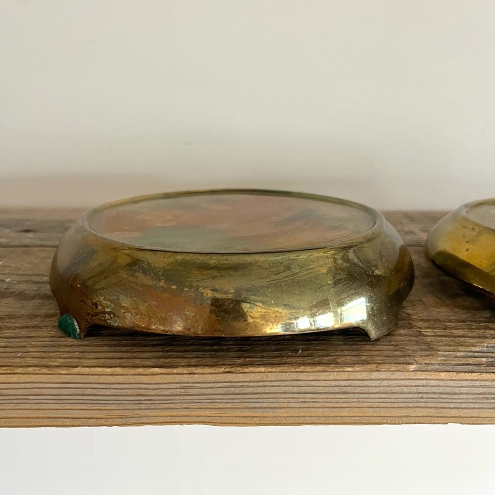Solid brass pillar candle holders set 2 - Picture 3 of 6